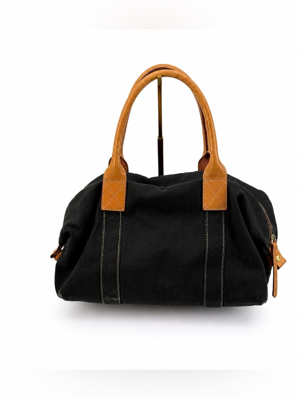 VTG Dooney & Bourke Black Canvas Leather Trim Satchel Bag | Classic Shoulder - Picture 2 of 16